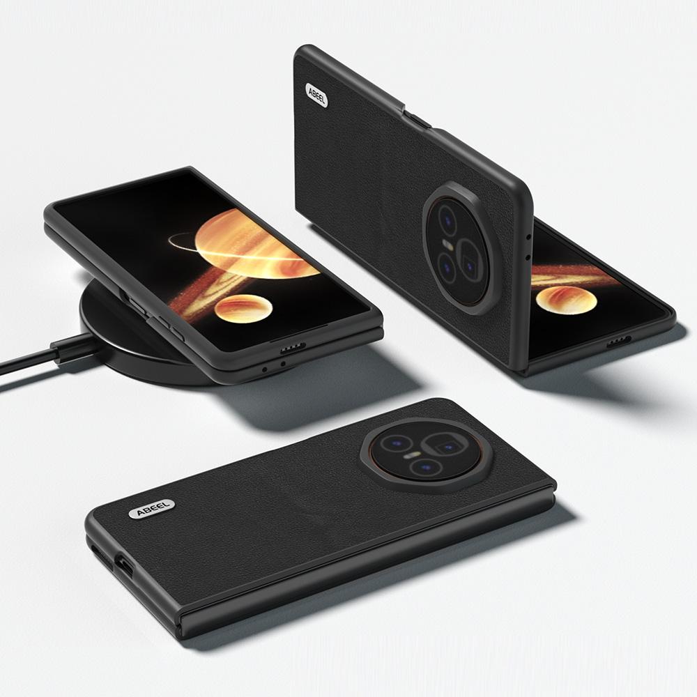 ABEEL For Honor Magic V3 5G Case Genuine Cow Leather Hard PC Phone Cover