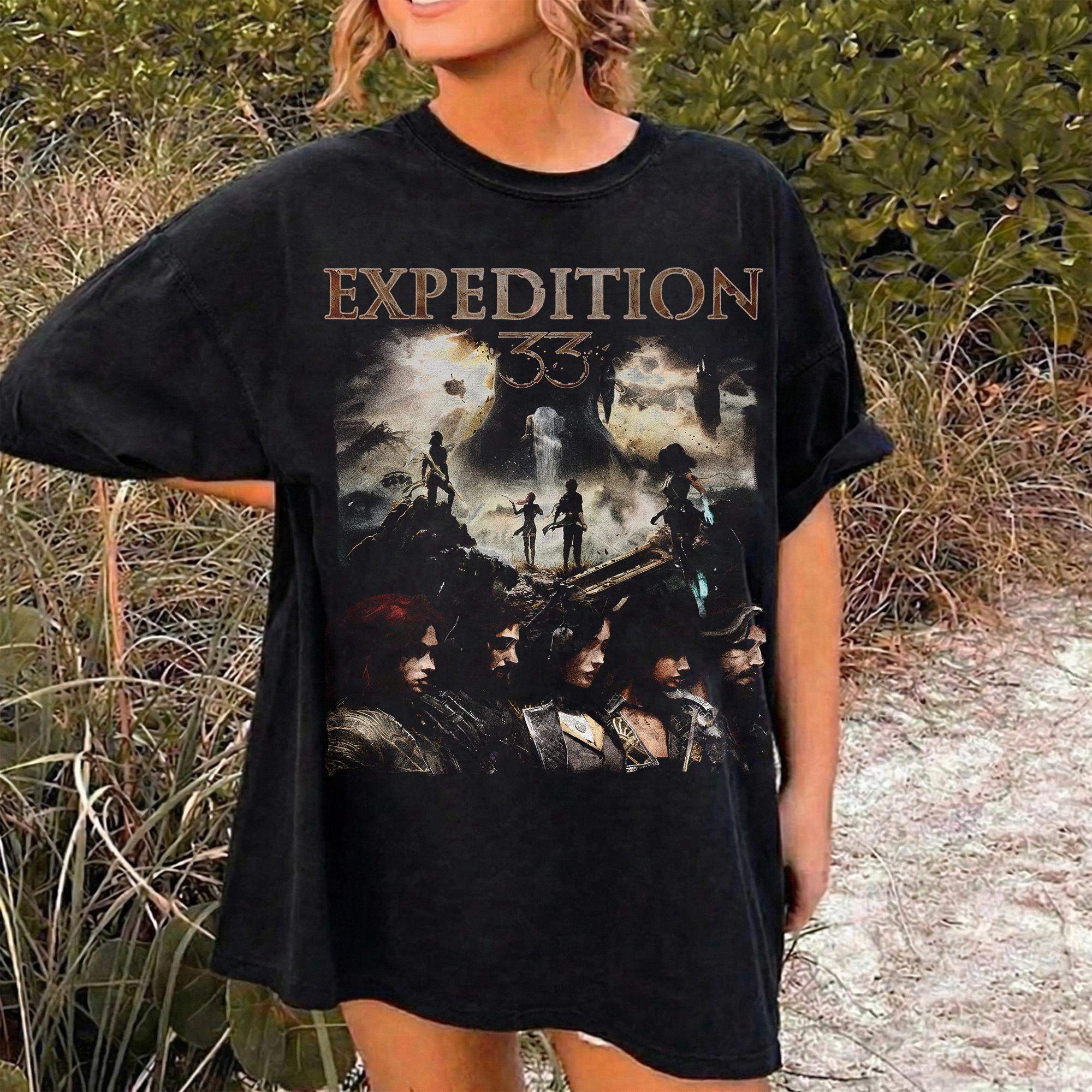 

Summer Womens Vintage Clair Obscur Expedition 33 TShirt Cotton and Breathable Short Sleeve Streetwear Oversized Loose Casual S