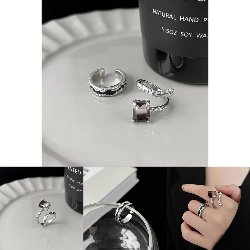 Adjustable Ring Fashionforward For Women Made From Copper With Eyecatching Black Zircon And Modern Design Geometric