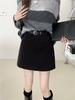Retro Woolen Skirt Women's Autumn and Winter High Waist Temperament Skirt Short Skirt