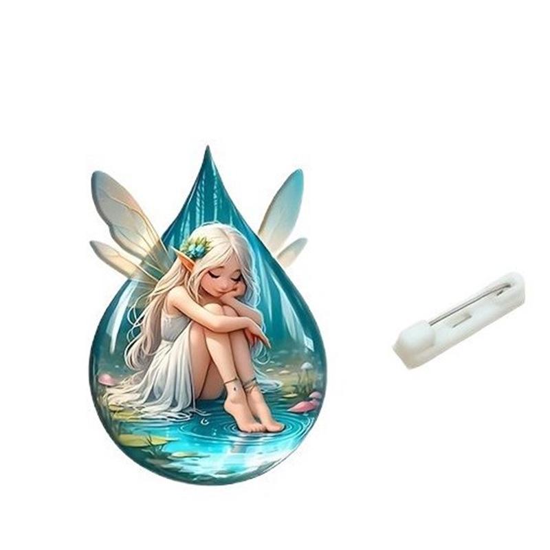 

Акриловая брошь-подвеска в форме капли с феей Standard