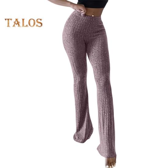 Women Yoga Pants High Waist Flared Leg Wide Leggings Solid Color Elastic Waistband Sport Pants Daily Wear