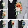 Handmade Flower Wristbands Wrist Flower Realistic Rose Boutonniere for Bridesmaid and Event Decoration Optional Color