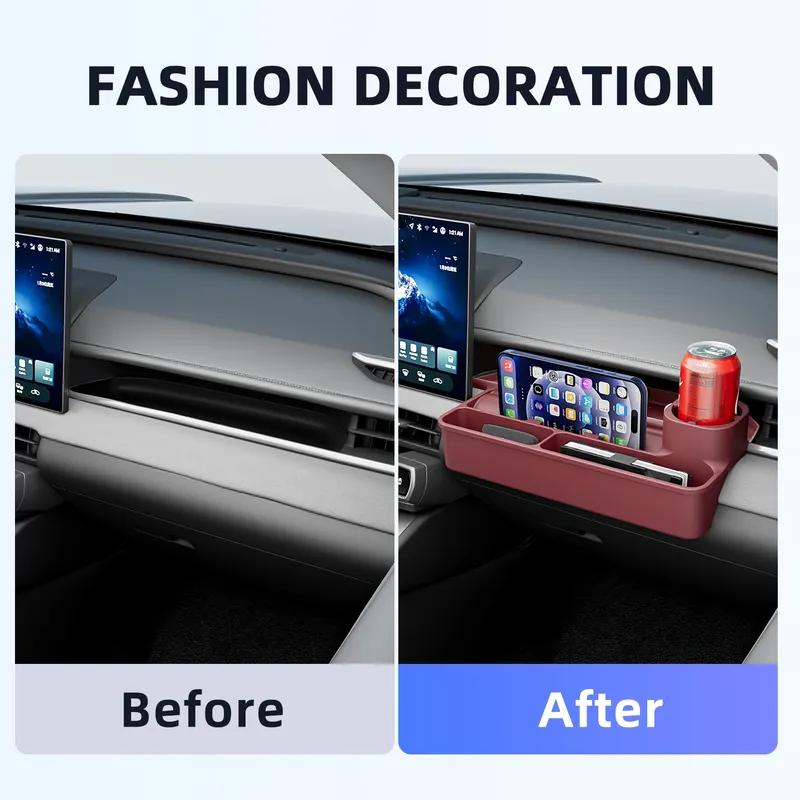 LHD Soft Silicone Co-pilot Dashboard Storage Organizer Tray Box For Toyota RAV4 2026-2028 Car Passenger Console Sundries