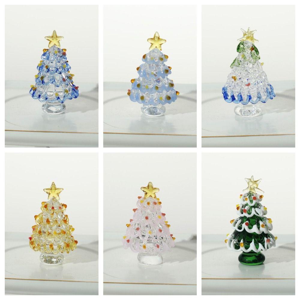 Tree Topper Star Glass Christmas Tree Ornament Colorful Cartoon Crystal Christmas Tree Mini Crystal Crafts