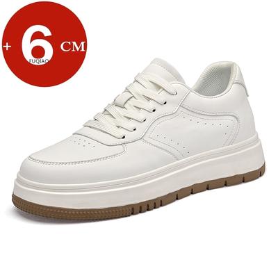 Fashion Men Genuine Leather Chunky Elevator Sneakers 7cm Height Increasing Shoes Breathable Comfortable Fashion Thick Soled Lift Sports