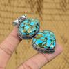 Natürlicher Kupfer Blauer Türkis Edelstein 925 Silber Anhänger Vintage Für Damen