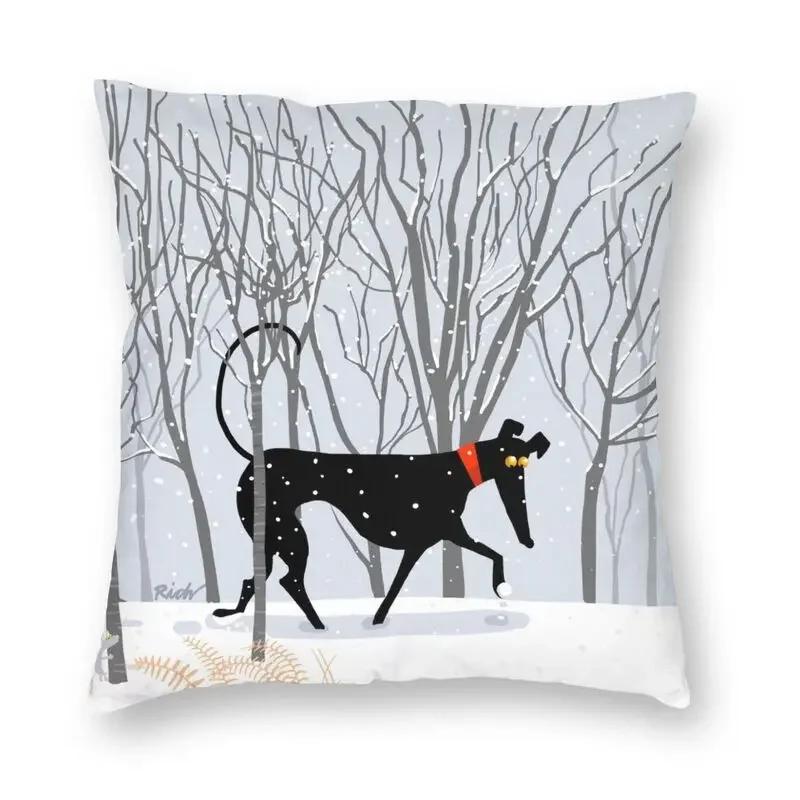 Whippet Sihthound Dog Cushion Cover 40x40cm Home Decor Printing Greyhound Christmas Tree Throw Pillow Case for Car Two Side
