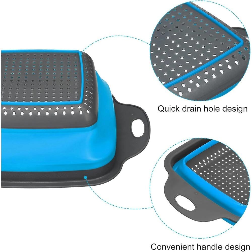 Faltbarer Obst- und Gemüsewaschkorb, tragbares Silikonsieb, Küchensieb, zusammenklappbares Abtropfgestell, Werkzeuge zum Abtropfen von Nudeln
