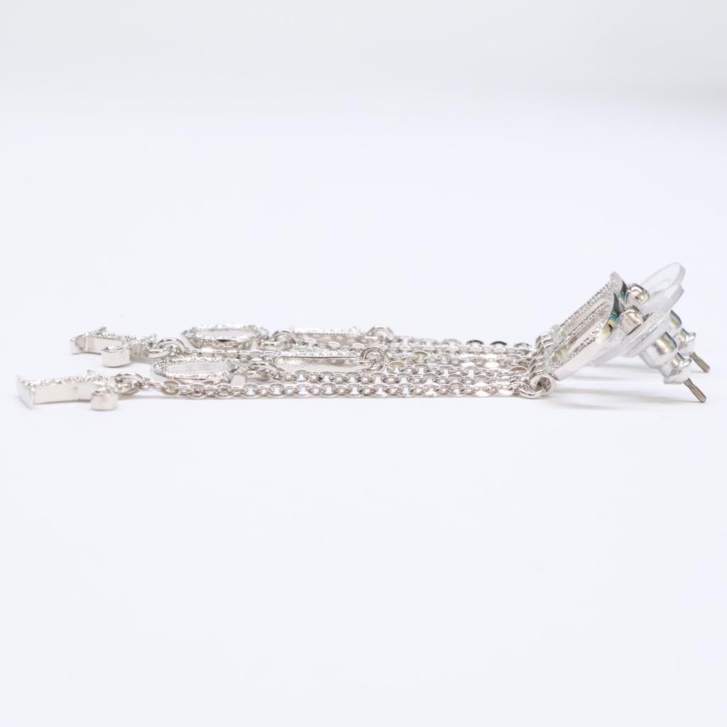 DIOR DIOR Logo Rhinestone Chain Swing earring SilverUsed