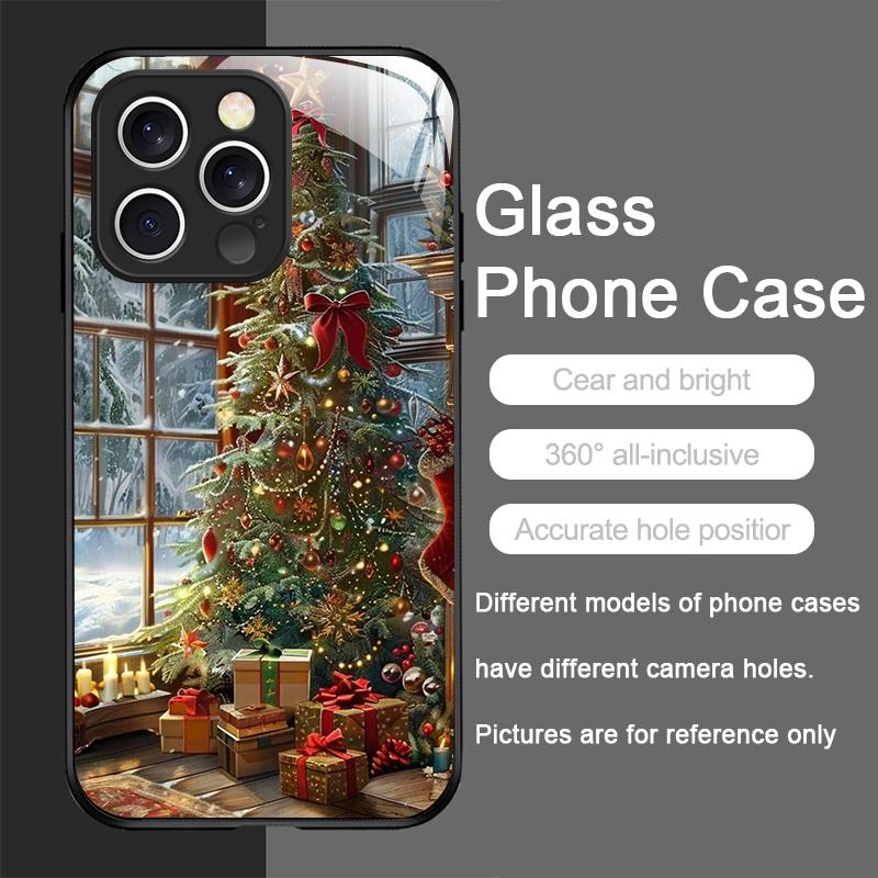 

Christmas Tree Gift Snowy Town Scenery Creative Phone Case for iPhone 17 16 Pro Max 15 14 13 12 Mini 11 Pro XS XR 7 8 Plus Cover iPhone 12 mini