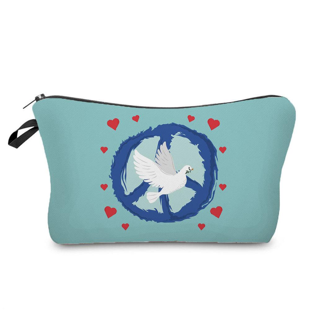 Women Peace Dove Print Cosmetic Bag Toiletries Organize Travel Storage Case 6369
