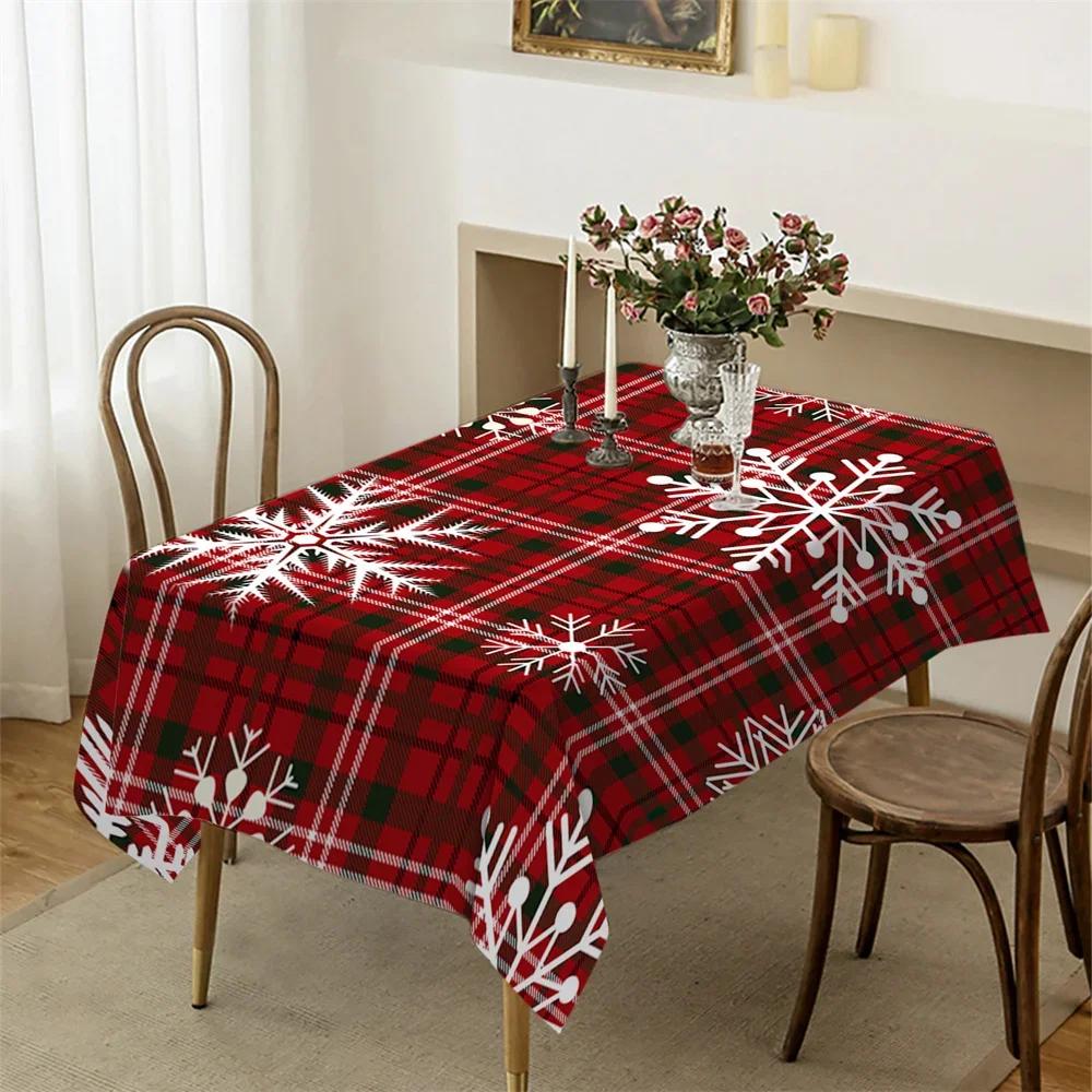 Christmas Snowman Santa Claus Tablecloth Party Decor Winter Xmas Kitchen Dining Waterproof Tablecloth Christmas Decorations