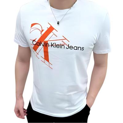 Jeans Casual Comfortable Letter Logo Versatile Round Neck Short Sleeve T-Shirt Men T-Shirts White 40KC818-540