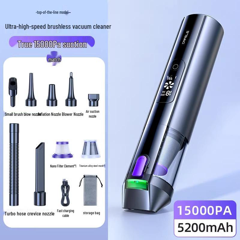 

Kafila Бесщеточный автомобильный пылесос 4-в-1 – Мощное всасывание и выдув для использования в автомобиле и дома