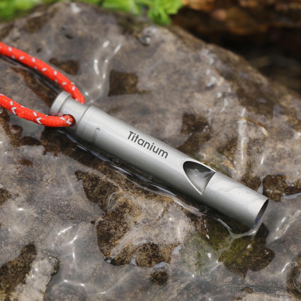 Ultralight Titanium Emergency Whistle with Cord Outdoor Survival Camping Hiking Exploring