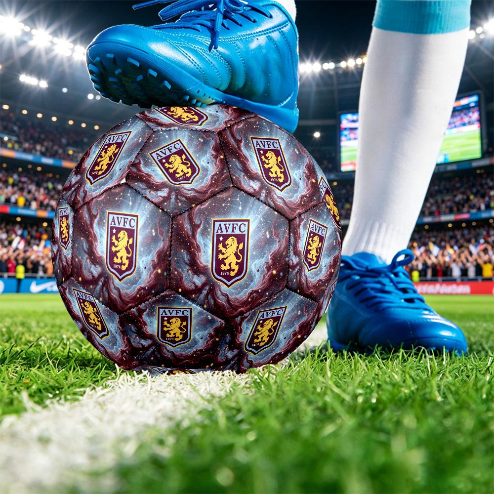 Aston Villa Fotbalový potištěný míč velikosti 5, Protiskluzový zápasový míč pro dospělé, Suvenýr pro fotbalové fanoušky