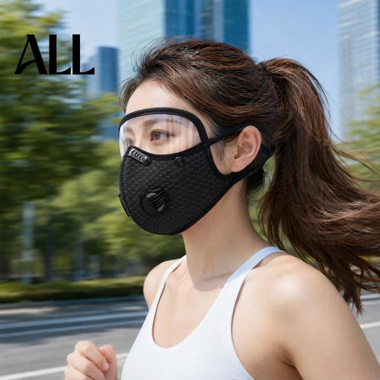 Breathable Cycling Mask Reusable Carbon Filter Dust with Adjustable Goggles, 6-Layer Face Guard 10 Filters, Protection Breathing Valve, Eye