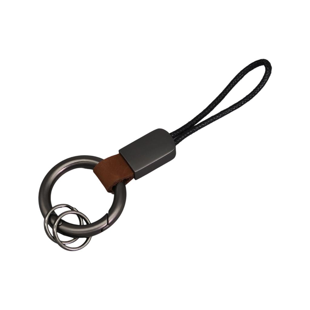 Simulated Leather Keychain With Finger Ring And Adjustable Wrist Strap Trendy Key Holder For Car Keys Organization