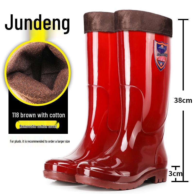 Men's Tan Quick-Dry High-Top Rain Boots - Waterproof, Non-Slip, No-Mesh Rubber Shoes