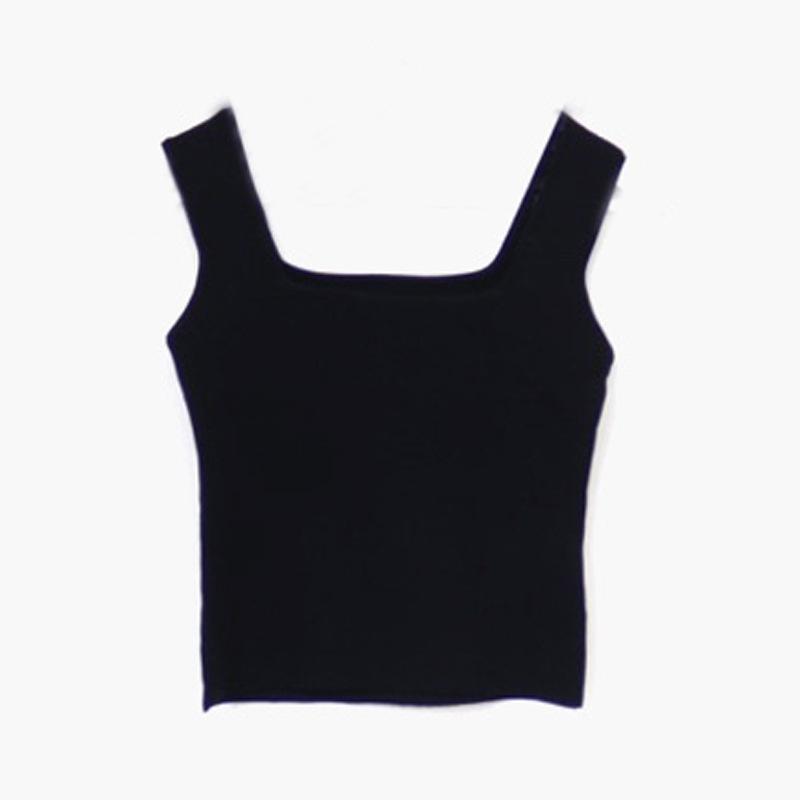2026 Women s Korean Versatile Sleeveless Knit Camisole Tank Top One Size чёрный