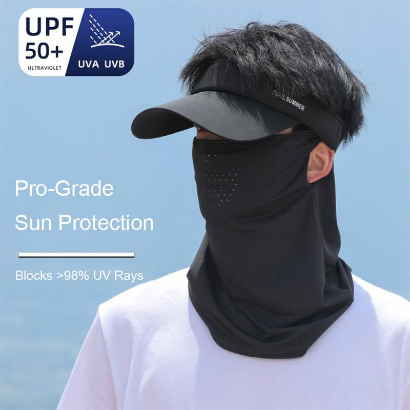 Ice Silk Sunscreen Face Mask With Ear Hooks - Unisex Summer Cycling Face Cover, Breathable Uv Shield For Face And Neck
