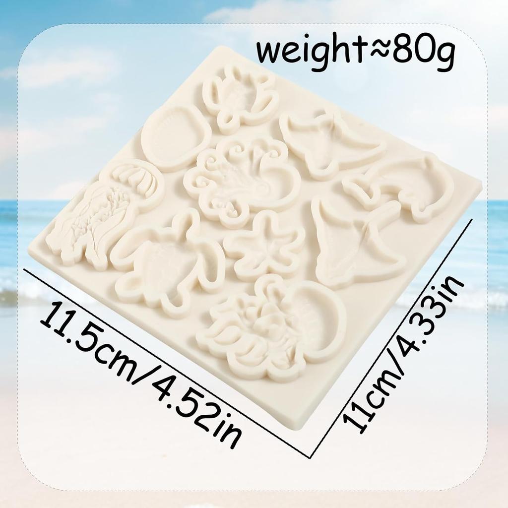 1 Pcs Ocean Theme Cake Decoration Silicone Mold, Turtle Octopus Chocolate Fondant Mold, for Kitchen Baking Cupcake Topper Chocolate Candy and Resin