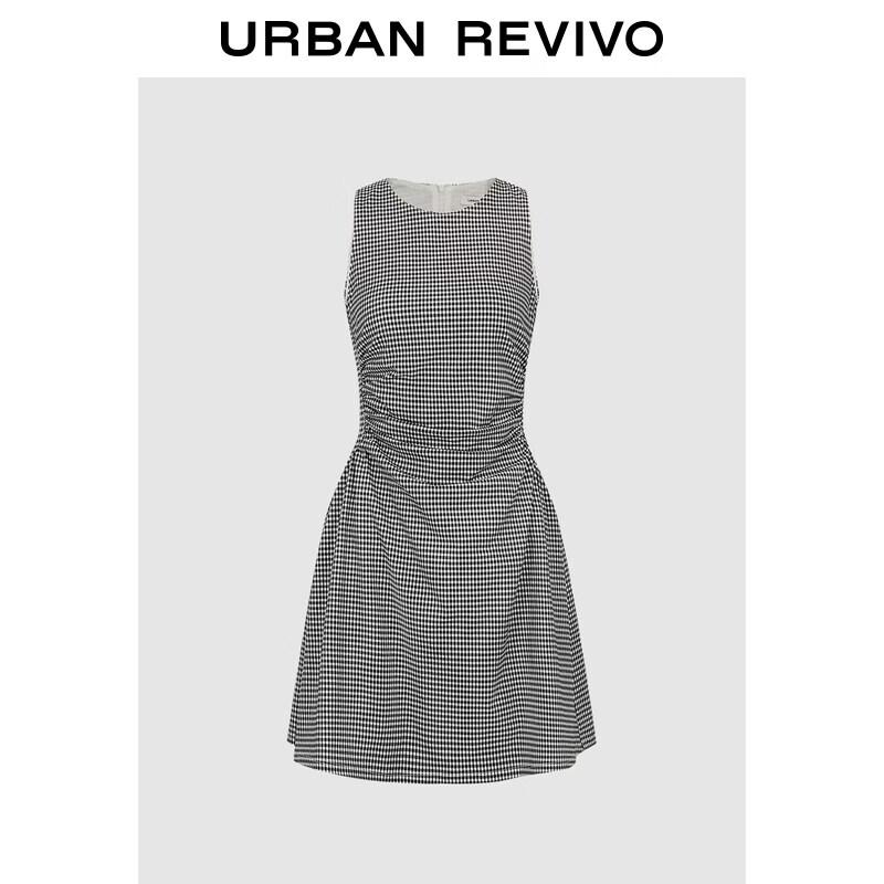 UR2026 Women s Plaid Sleeveless A-Line Dress M