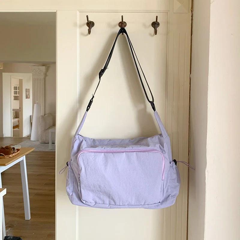 Leisure Large Capacity Solid Nylon Women's Shoulder Bags  Youth Crossbody Bag Fashion Soft Simple Tote Bag