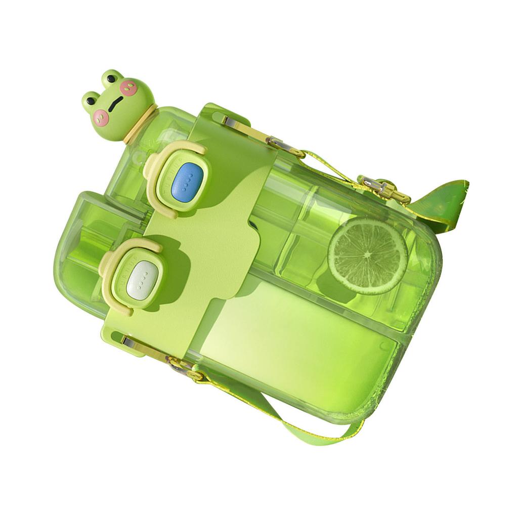 Kawaii Wasserflasche Mode Plastik Doppel Trinkwasserflasche mit Stroh Halteriemen für