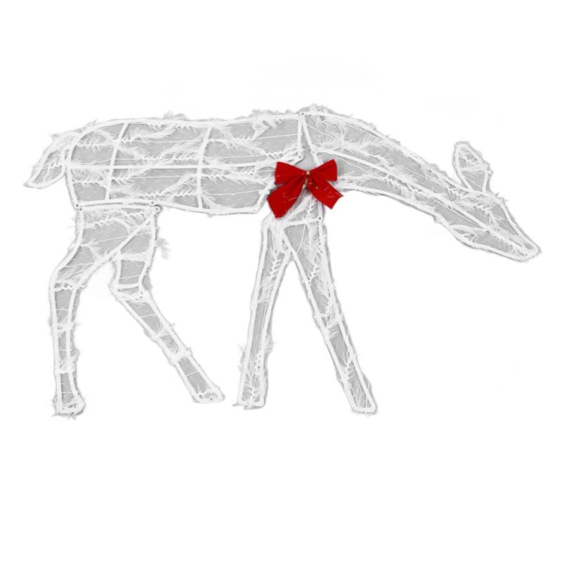 3 Piece Lighted Christmas Deer Family Set Outdoor Yard Decoration With LED Lights Red Bows Mother Child Reindeer Garden Decor