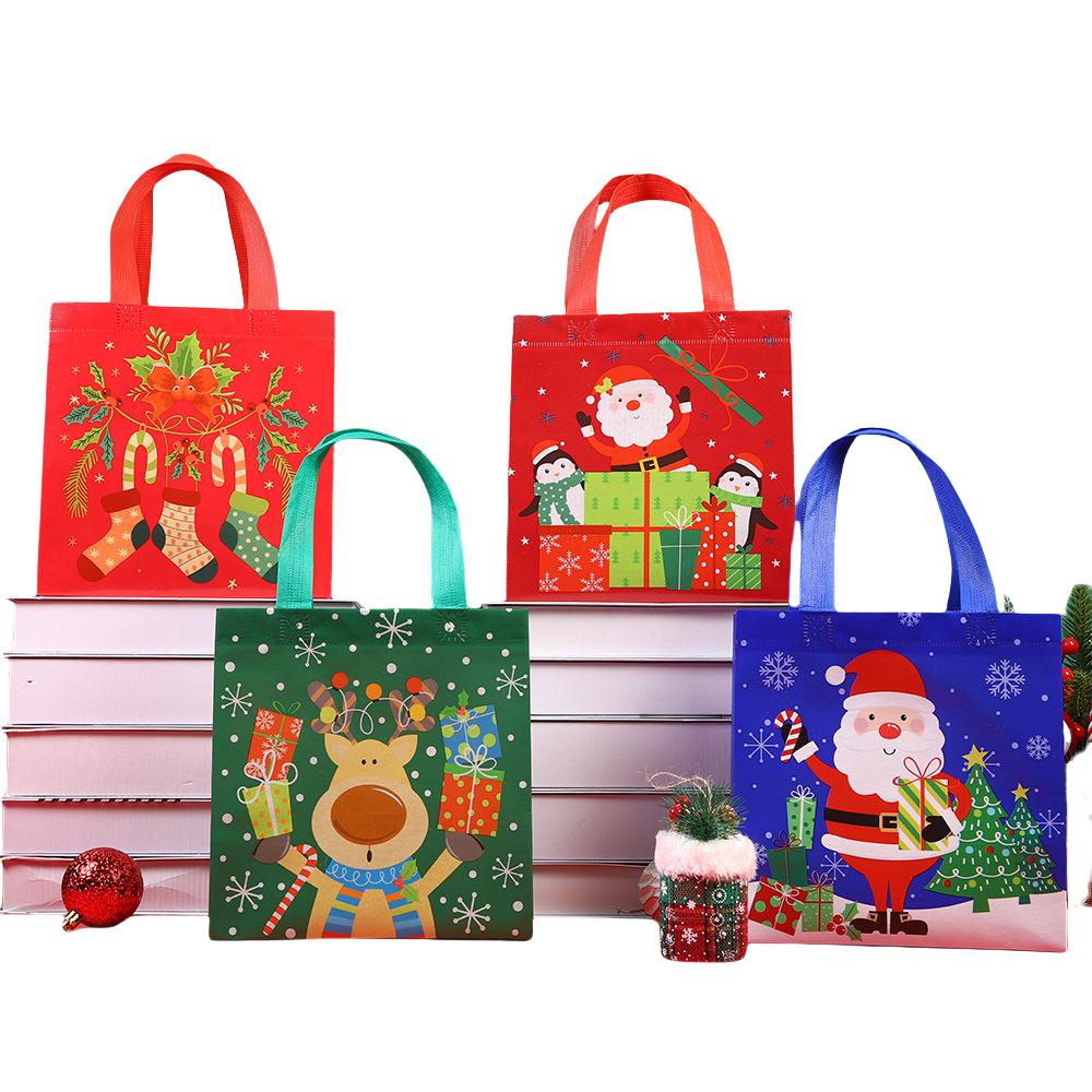 StoBag Christmas Reusable Non Woven Tote Bags with Handles for Holiday Party Favors Gift Wrapping Seasonal Shopping Packaging