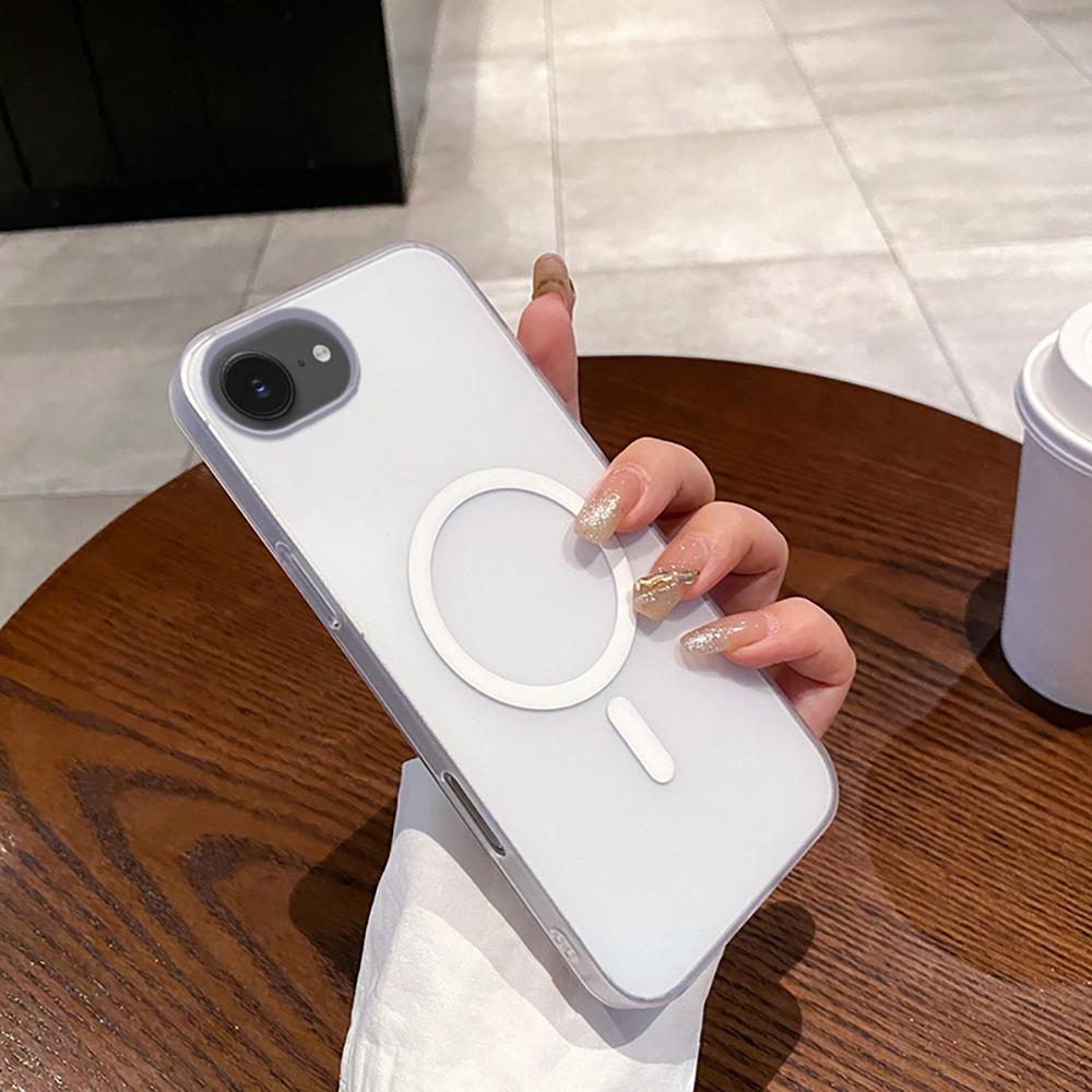 

For iPhone 16e Case Compatible with MagSafe Precise Cutouts Matte PC Phone Cover Titanium Grey