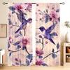 Hummingbird and Flowers Print Light-Filtering Curtain Panels 2 Piece Polyester Rod Pocket  Decorative Curtains for Bedroom