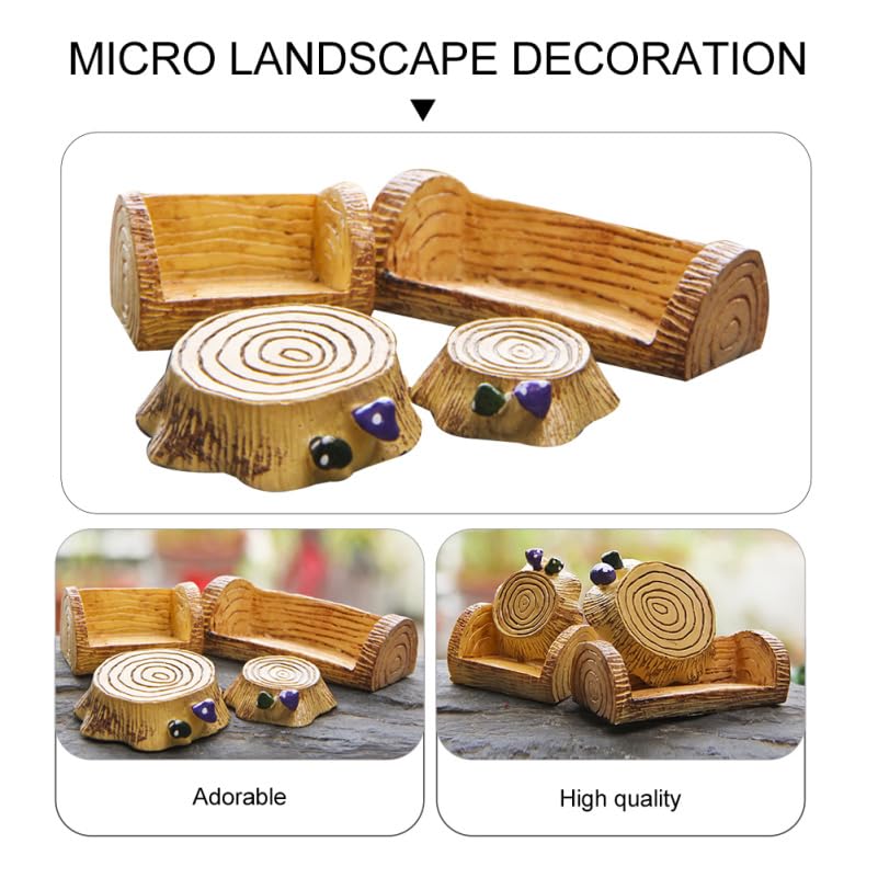 COHEALI Set of 4 Resin Tree Miniature Garden Micro Landscape Indoor and Outdoor Accessories Stumps, Objects, Decorations, 2.9x1.2x1 Inch,