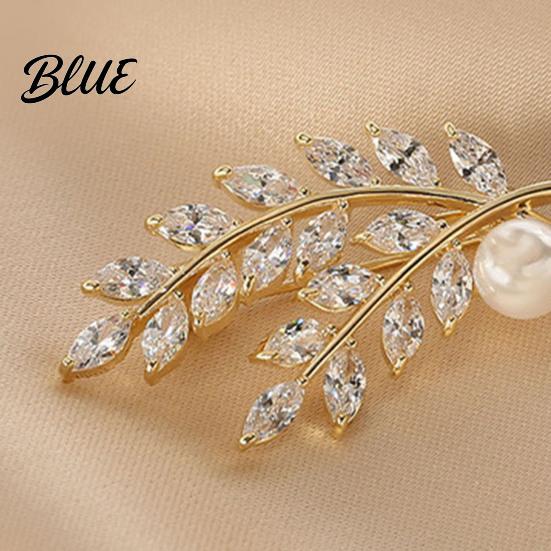 Decorative Scarf Clip Women Brooch Sparkling Cubic Zirconia Wheat Ear