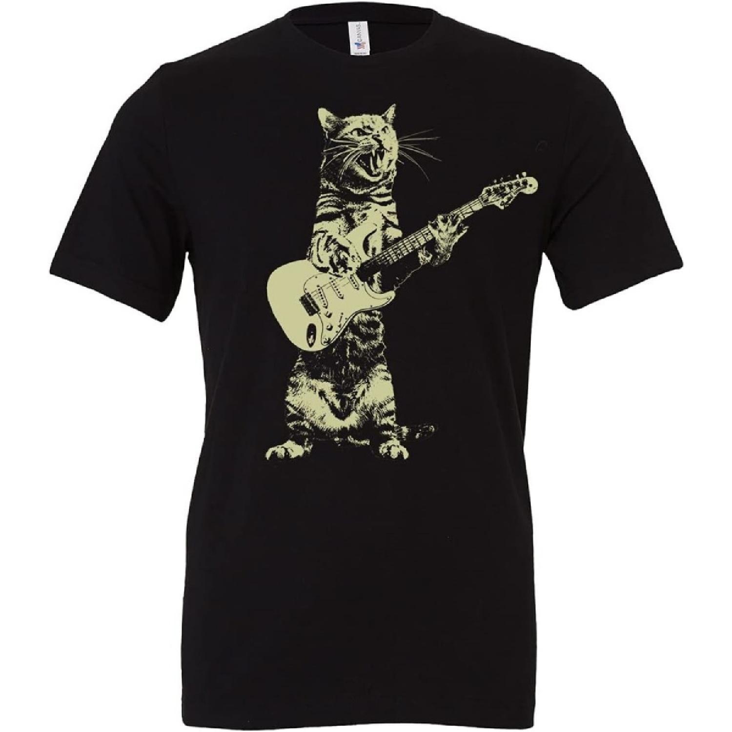 

Cat Playing Guitar Kitten Plays Guitarist Rockstar Men s Premium Black T Shirt tee, Black, Large XXXXXL різнокольоровий