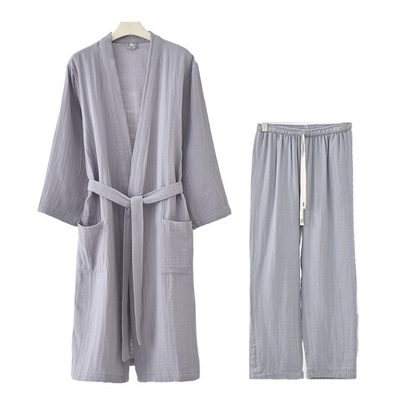 Accappatoio Yukata in Garza di Cotone a 3 Strati, Motivo delle Quattro Stagioni Giapponesi: Indumenti Morbidi e Assorbenti per Casa e Salone