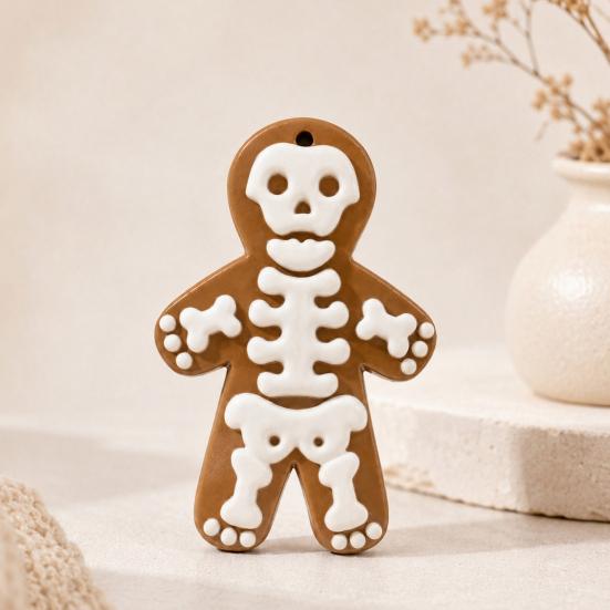 Yousheng Skeleton Gingerbread Man Hanging Ornaments, Halloween Resin Decorations, Creative Hanging Pendant for Christmas Tree Wall Door Party Decor