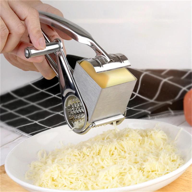 WIKHOSTAR Handheld Cheese Grater Crank Rotary Blades Stainless Steel Vegetable Chopper Multifunctional Kitchen Gadget Supplement Grinder