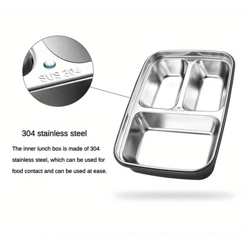 304 Stainless Steel Compartment Lunch Box with Lid Thermal Insulated Bento Box for Kids Students & Office Meal Prep Container