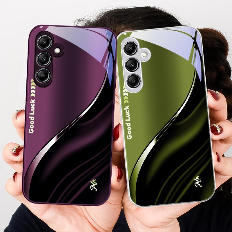 Good Luck for Samsung Galaxy A01 A02 A03 Core A04 A14 4G A13 A54 A34 A31 A20 25 23 22 5G S21 Ultra S20 Plus Glass Phone Case