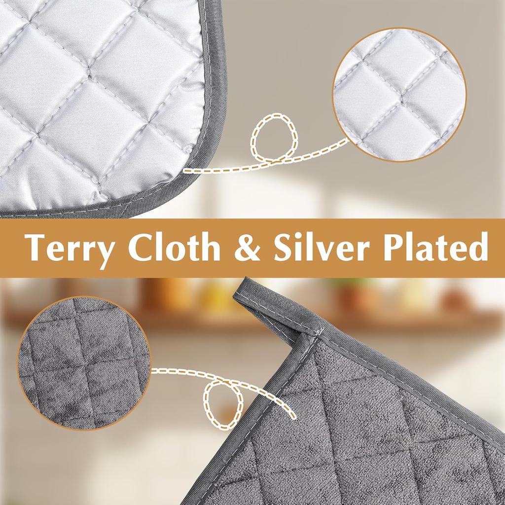 4 Pcs Kitchen Hot Pads Pot Holders Dining Essentials Decor Accessories Terry Cloth Potholders Sets with Hanging Loops for Oven Cooking Baking Pans