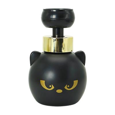 Lovely Black Puss Pattern Foam Soap Dispenser With Refillable Feature Creating Cats Paws Foam For Home Bathroom