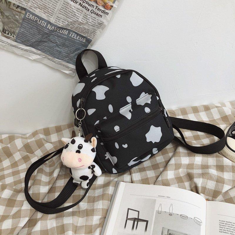 Bag Women's Bag New Double Shoulder Single Shoulder Multi-purpose Backpack Cow Pattern Backpack Outdoor Travel Messenger Bag