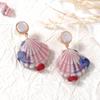 Ocean Vacation Style Colored Ceramic Scallop Pendant Earrings Imitation Pearl Niche Versatile Casual Women's Models