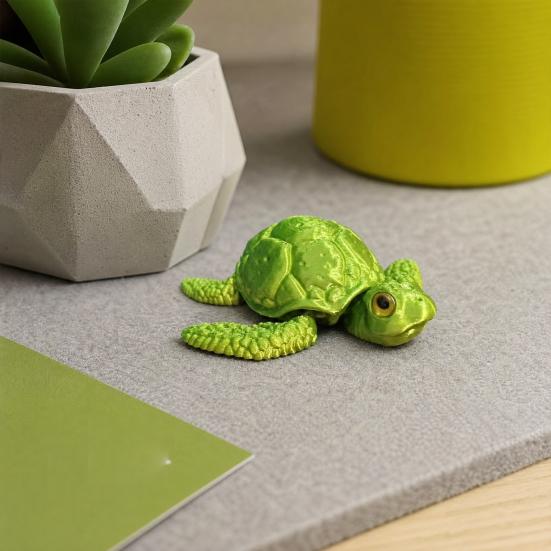 Figurina di Tartaruga Marina Stampata in 3D, Ornamento Tartaruga con Articolazioni Mobili, Modello Tartaruga Antistress Giocattolo Fidget, Decorazione Animale Marino per Casa Ufficio