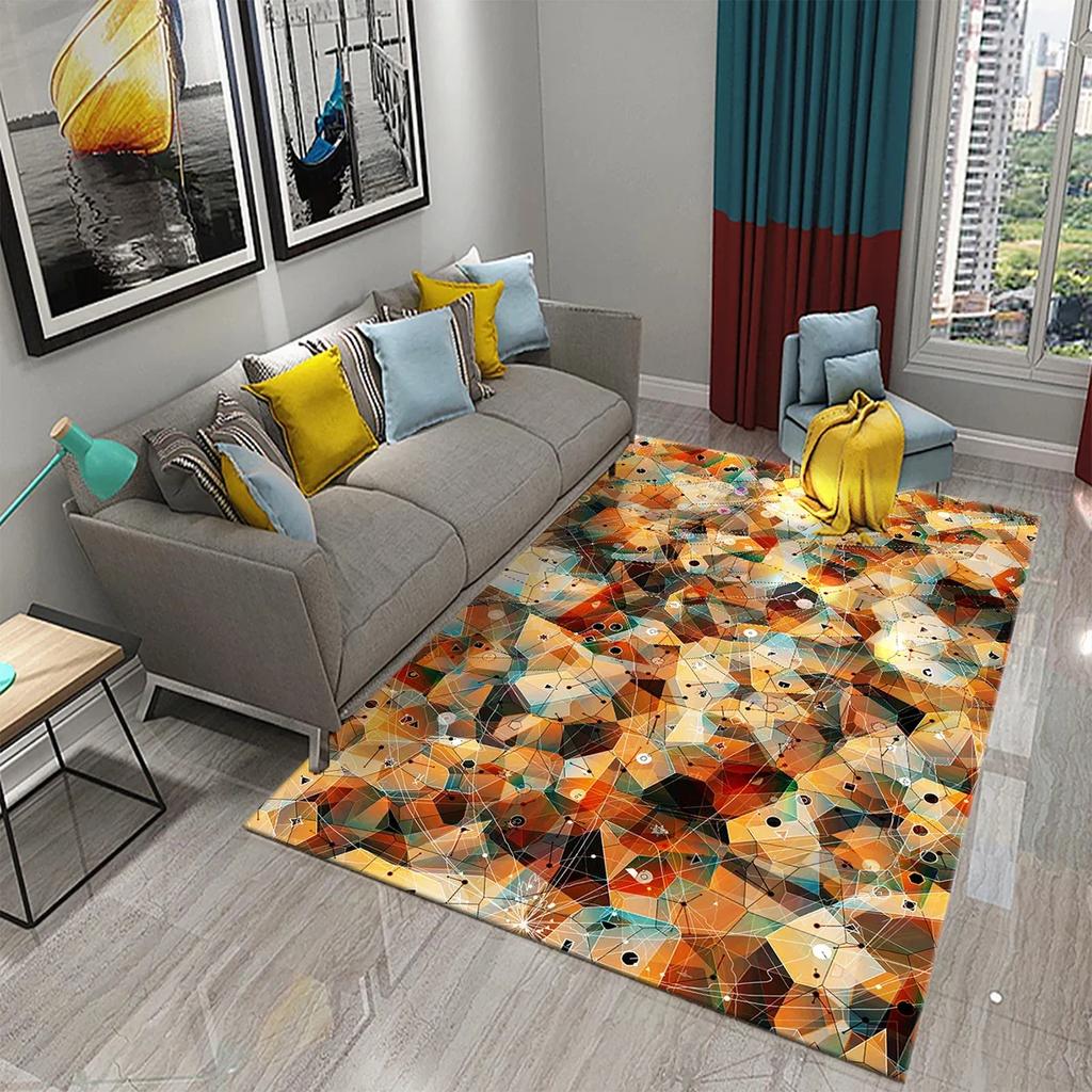Glänzender Diamant Schwarz Teppich Kreatives Design Teppich für Erwachsene Modern Abstrakt Geometrische Teppiche Schlafzimmer Wohnzimmer Bereich Dekor Fußmatte
