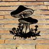1pc Art Deco Metal Mushroom Wall Sculpture Decorative Iron Garden Patio Artwork for Indoor Home Living Room Balcony Fence Decor