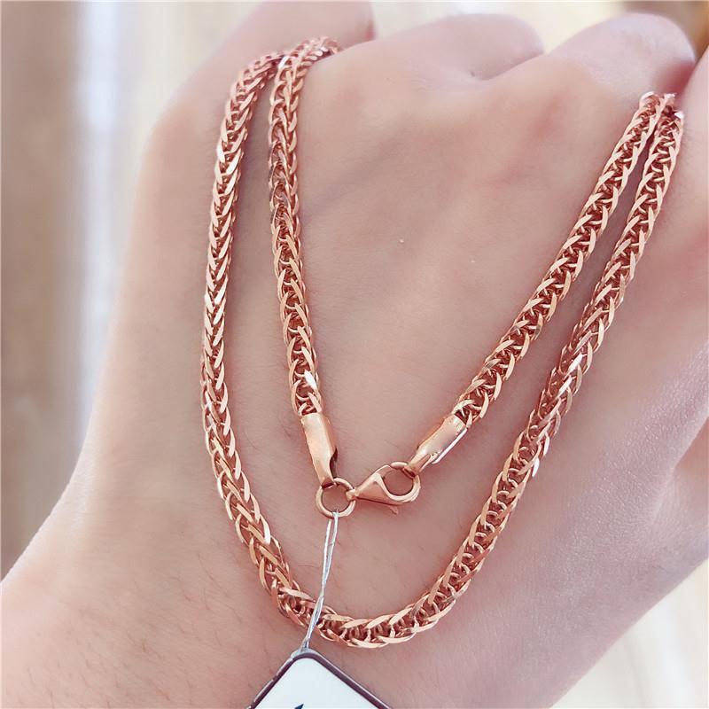 Exquisite Russian Purple Gold Solid Thick Chopin Chain, Exquisite Versatile Fashion Strong Rose Gold Plated Collarbone Chain